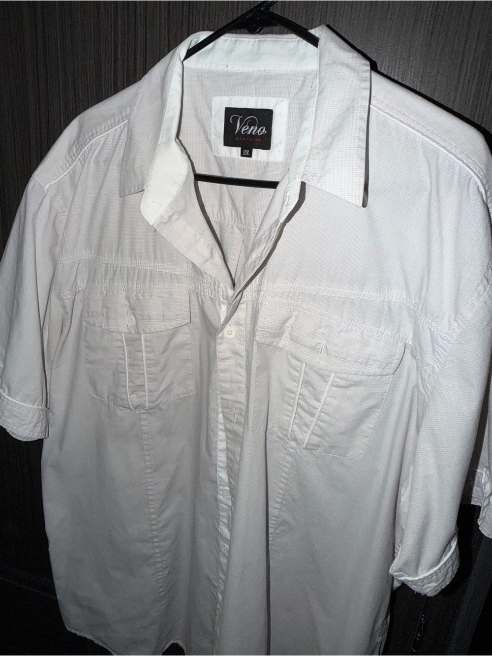 Men's White Short-Sleeve Button-Down Shirt